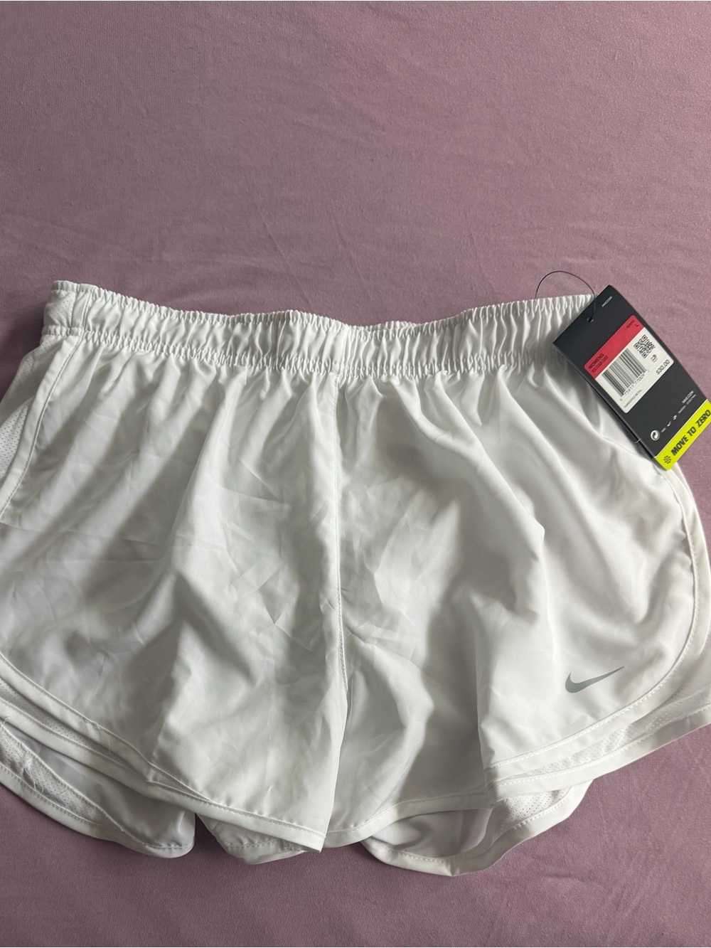Nike Women’s White Athletic Running Shorts with Grey Swoosh